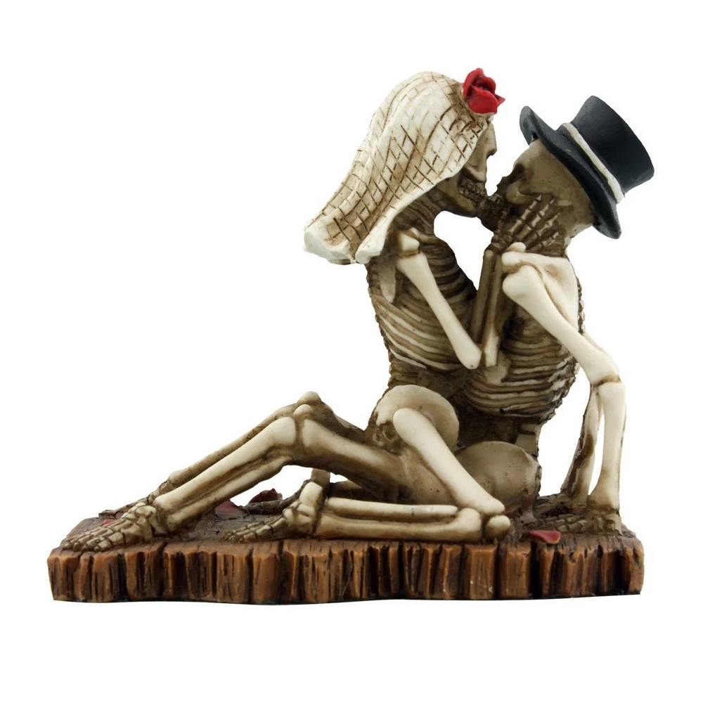 Love Never Dies Wedding Skeleton Couple Figurine