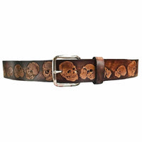 Thumbnail for Skull Embossed Brown Leather Belt