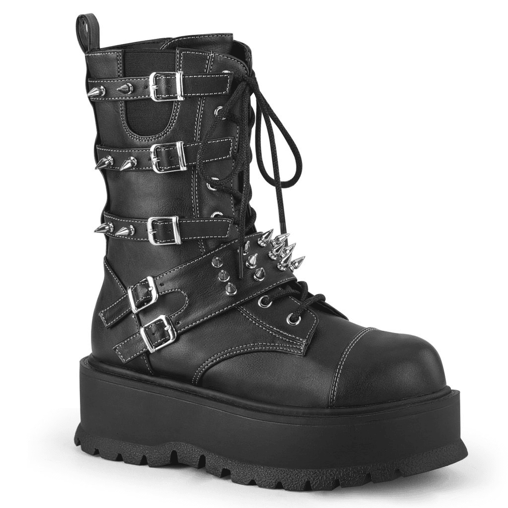 Spiked Buckle Leather Boot Slacker-165