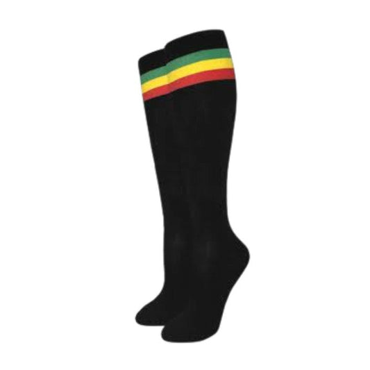 Knee-High Black Rasta Socks