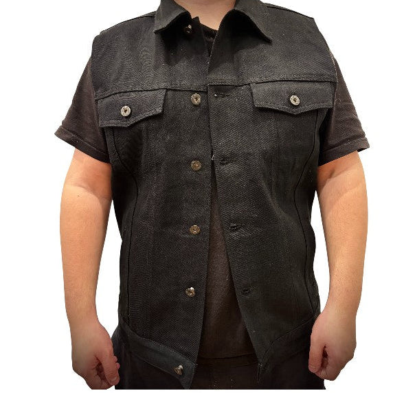 Men's Black Denim Battle Vest