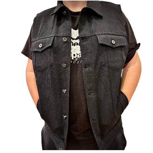 Men's Black Denim Battle Vest