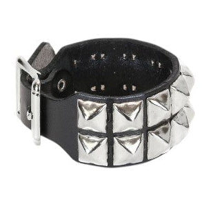 2 Row Pyramid Studded Adjustable Wristband