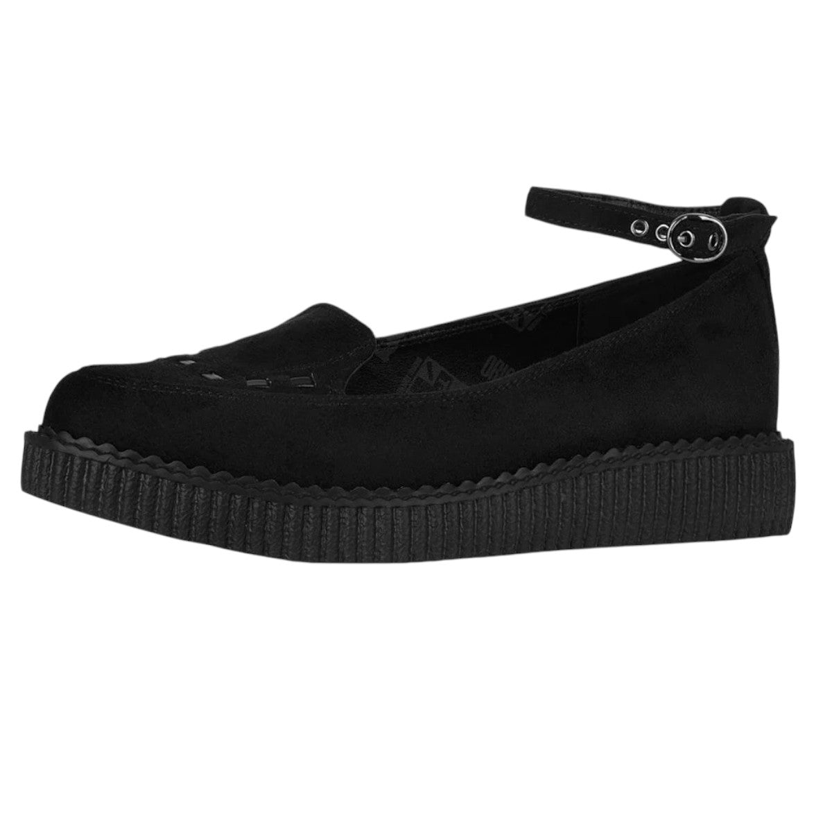 TUK Black Pointed Interlace Ballet Strap Creeper A3418l