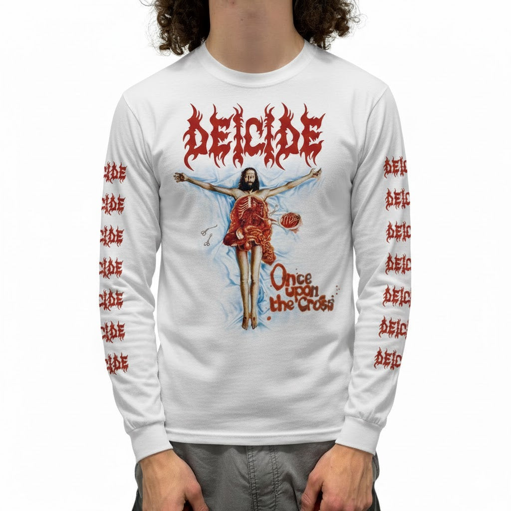 Deicide Once upon the Cross White Long Sleeve