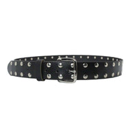 Thumbnail for 2 Row Flat Studded Black Leather Belt
