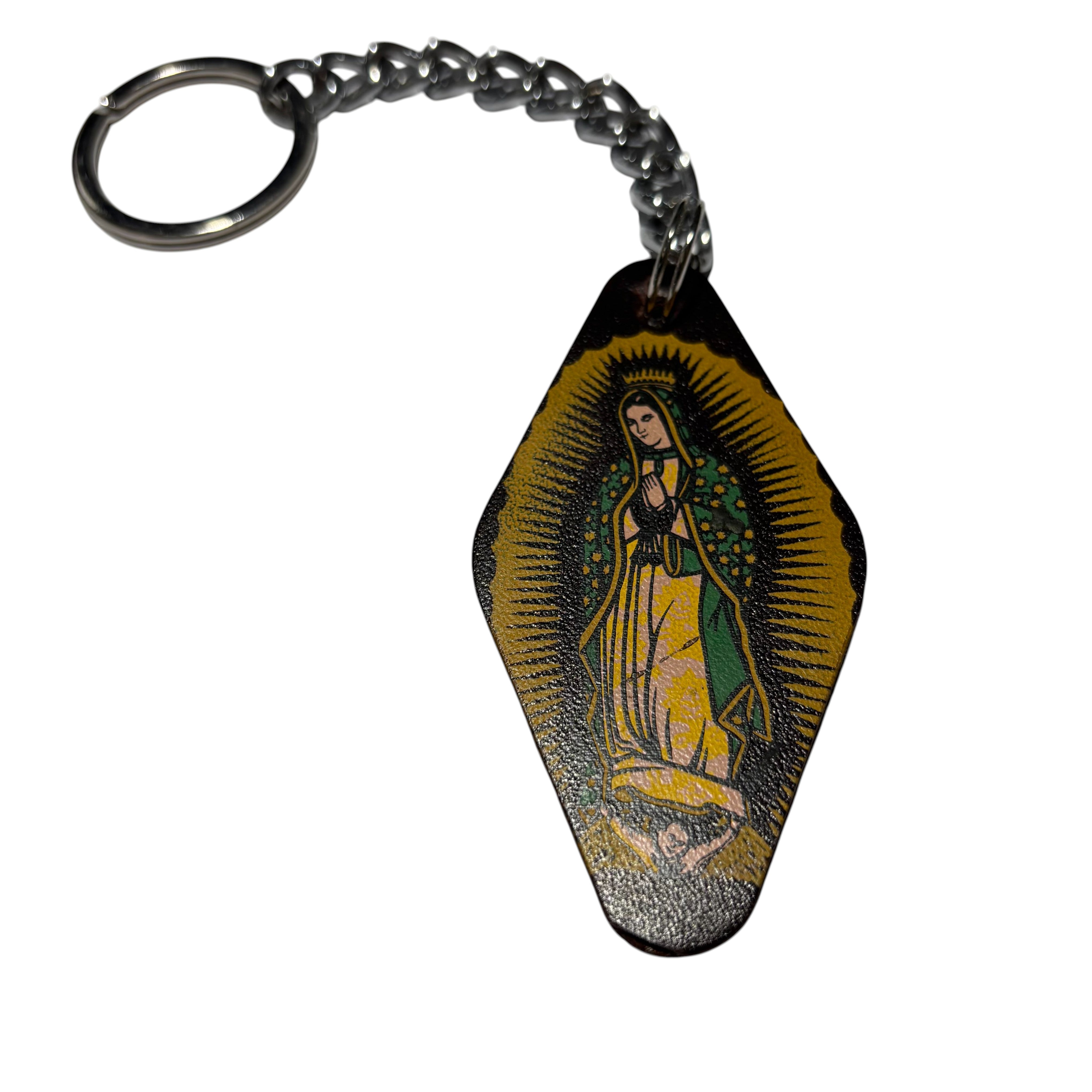 Lady of Guadalupe Leather Key Chain