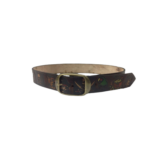 Pirate Skull Embossed Leather Belt