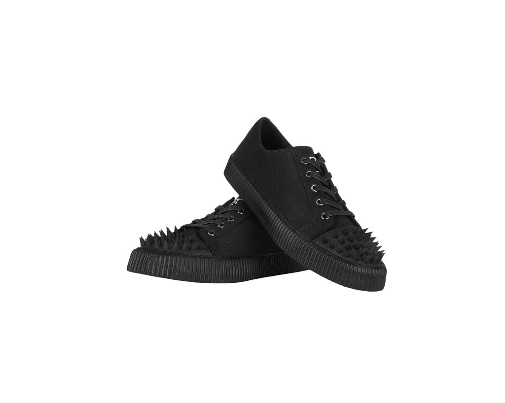 TUK Black Twill Spiked Lace Up Sneaker A3428