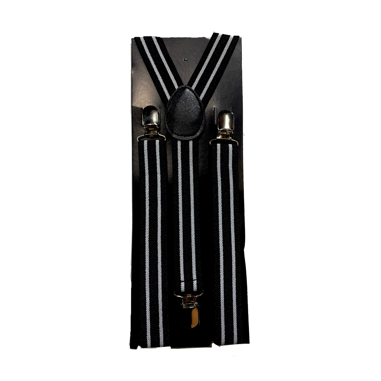 Black Suspenders w/ White Stripes