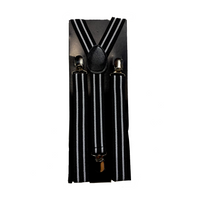 Thumbnail for Black Suspenders w/ White Stripes